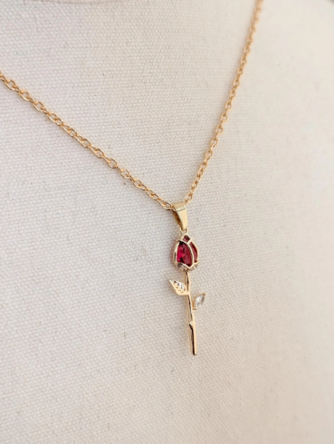 Collar Clavel Rojo Oro - Joyeria Premium