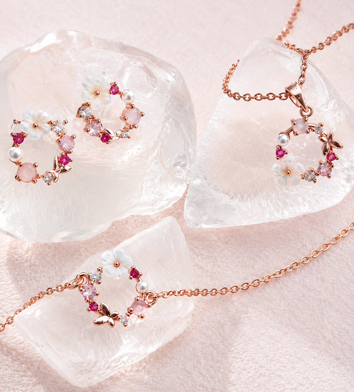 Colección Margarita (Pendientes + Pulsera + Collar)