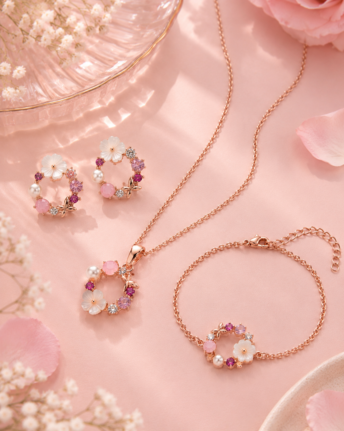 Colección Margarita (Pendientes + Pulsera + Collar)