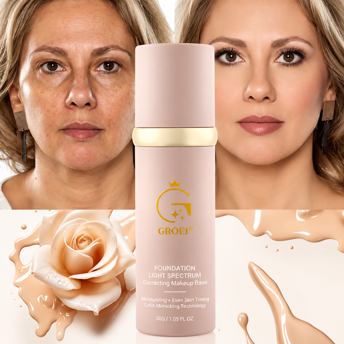 Base de Maquillaje Antiedad con SPF 50 – Se Adapta a tu Tono de Piel